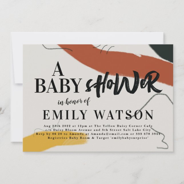 Modern Art Boy or Girl Abstract Baby Shower Invitation (Front)