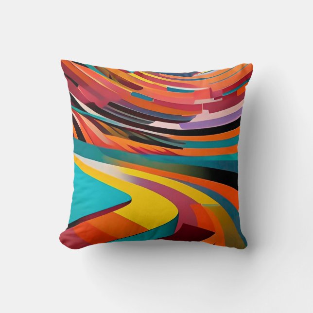 Modern Art Bright Bold Colourful Abstract Pattern Cushion (Front)