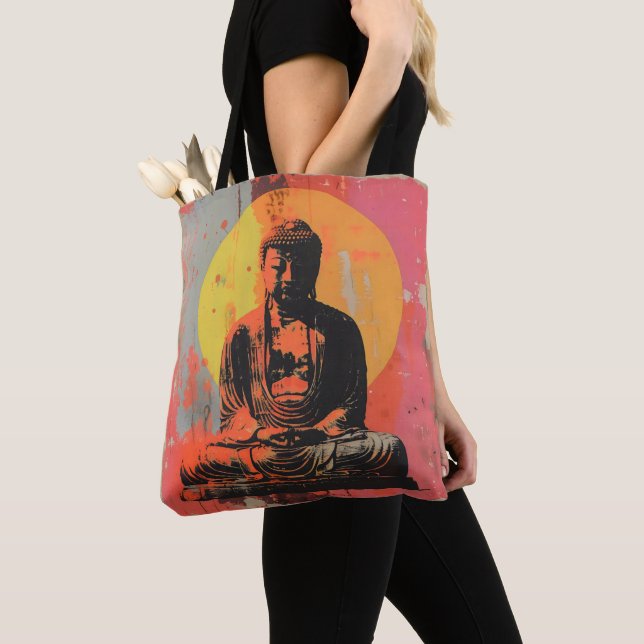 Modern Art Buddha Tote Bag (Close Up)