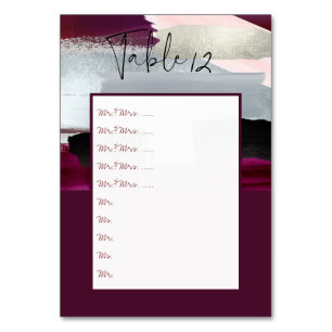 Modern Art Burgundy+Blush Table Nos. pin to board Table Number