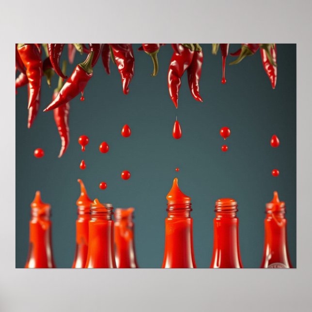 Modern Art Chili Pepper Hot Sauce Mexican Decor (Front)