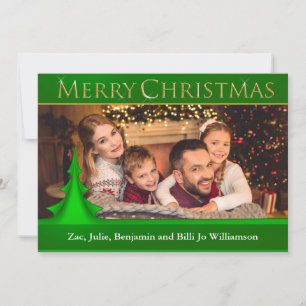 Modern Art Christmas Tree Golden Merry Christmas Holiday Card