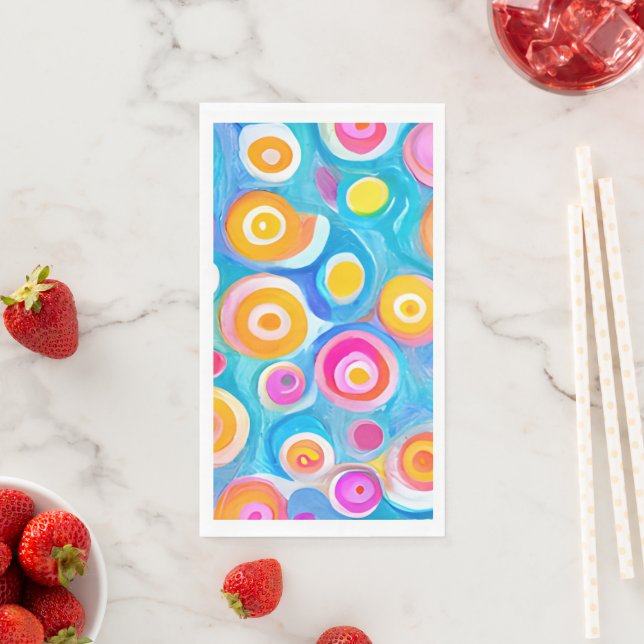 Modern Art Circles Colourful Artisan Fun Napkin (Insitu)