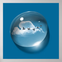 Modern Art Cloudscape Waterdrop Blue Minimal