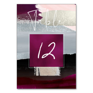 Modern Art, Colour Block Table Nos. Blush+Burgundy Table Number