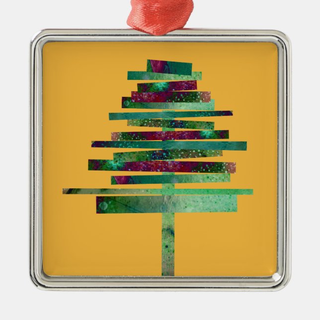 Modern art craft Christmas tree Metal Ornament (Front)