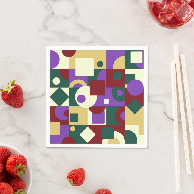 Modern Art Cubism Squares Circles Appetizer Dinner Napkin (Insitu)