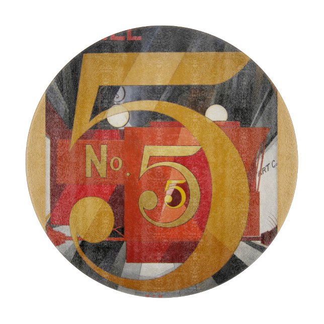 Modern Art Cubist Demuth Figure 5 in Gold Cutting Board (Front)