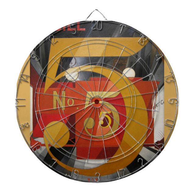 Modern Art Cubist Demuth Figure 5 in Gold Dartboard (Front)