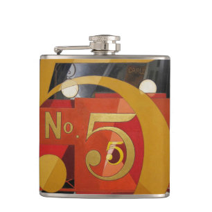 Modern Art Cubist Demuth Figure 5 in Gold Hip Flask