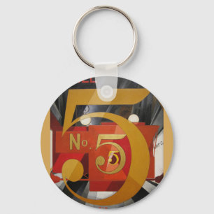 Modern Art Cubist Demuth Figure 5 in Gold Key Ring