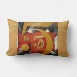 Modern Art Cubist Demuth Figure 5 in Gold Lumbar Cushion