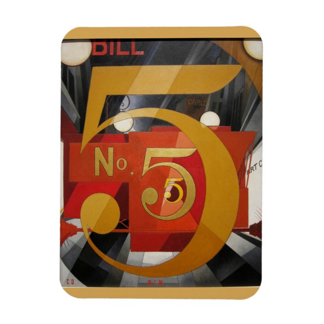 Modern Art Cubist Demuth Figure 5 in Gold Magnet (Vertical)