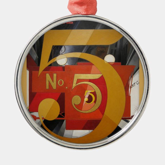 Modern Art Cubist Demuth Figure 5 in Gold Metal Ornament (Front)