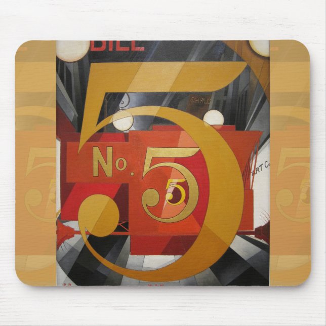 Modern Art Cubist Demuth Figure 5 in Gold Mouse Pad (Front)