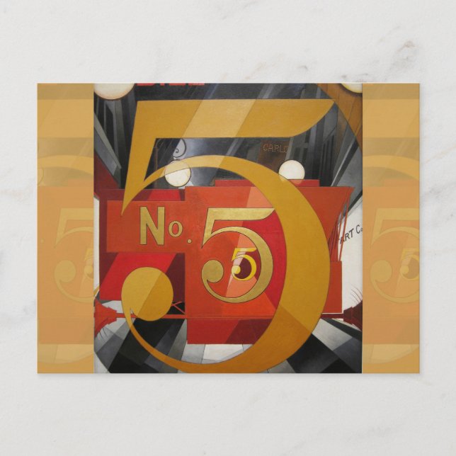 Modern Art Cubist Demuth Figure 5 in Gold Postcard (Front)