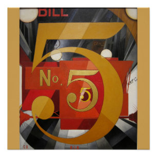 Modern Art Cubist Demuth Figure 5 in Gold Poster