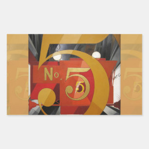Modern Art Cubist Demuth Figure 5 in Gold Rectangular Sticker