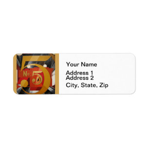 Modern Art Cubist Demuth Figure 5 in Gold Return Address Label