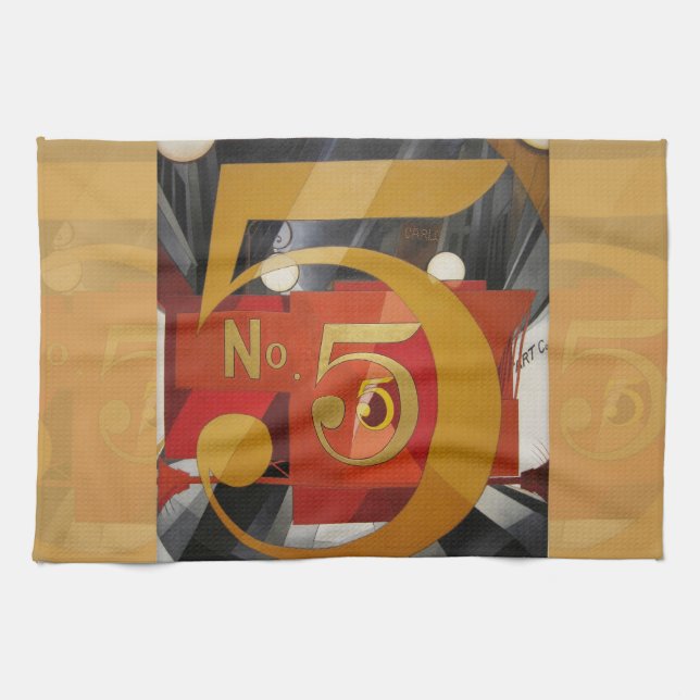 Modern Art Cubist Demuth Figure 5 in Gold Tea Towel (Horizontal)