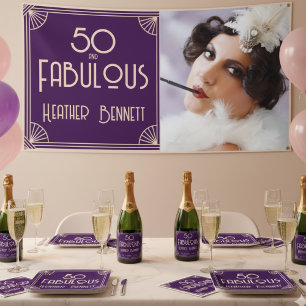 Modern Art Deco 50 and Fabulous Birthday Banner
