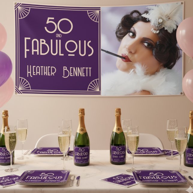 Modern Art Deco 50 and Fabulous Birthday Banner (Creator Uploaded)