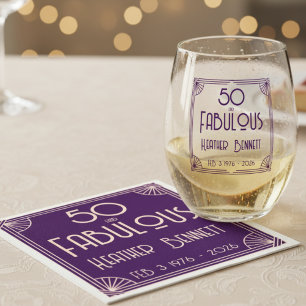 Modern Art Deco 50 and Fabulous Birthday Napkin