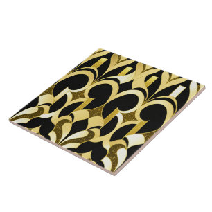 Modern Art Deco Black Gold Collection Ceramic Tile