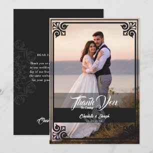 Modern Art Deco Black Swan Photo Wedding Thank You Card