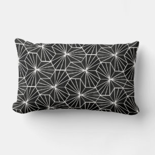Modern Art Deco Black White Geometrical Pattern Lumbar Cushion