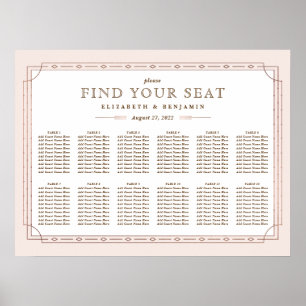 Modern Art Deco Blush Pink Rose Gold Foil Wedding Poster