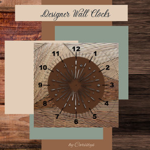 Modern Art Deco Brown Shades Acrylic Wall Clock