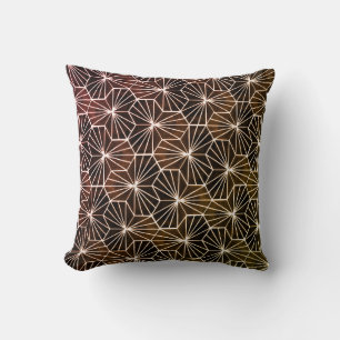 Modern Art Deco Brown White Geometric Pattern Cushion