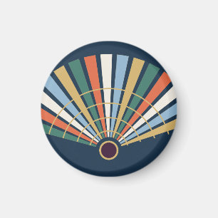 Modern Art Deco fan in Navy and Jade Magnet