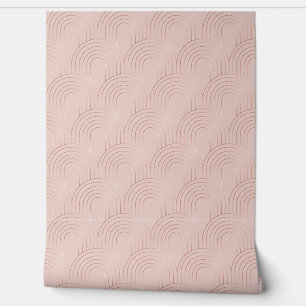 Modern Art Deco Geometric Arch Scallop Pink Wallpaper