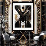 Modern Art Deco Geometric gold black white Poster<br><div class="desc">Modern Art Deco Geometric gold black white</div>