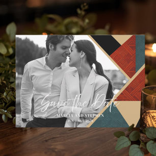 Modern Art Deco Geometric Save The Date Card
