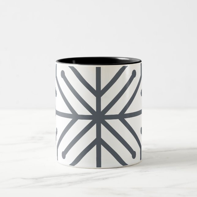Modern Art Deco Geometric Tech Circuit Pattern Two-Tone Coffee Mug (Center)
