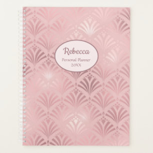 Modern Art Deco Glam Pink Personalise Name Planner