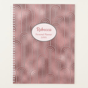 Modern Art Deco Glam Rose Personalise Name Planner
