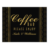 Modern art deco Gold & Black coffee bar wedding