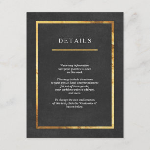 Modern Art Deco Gold & Black Wedding Insert Cards