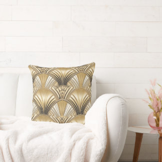 Modern Art Deco gold ivory Cushion
