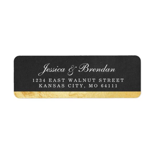 Modern Art Deco Gold Wedding Return Address Label