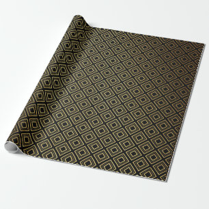 Modern Art Deco Golden Black Geometric Vip Wrapping Paper