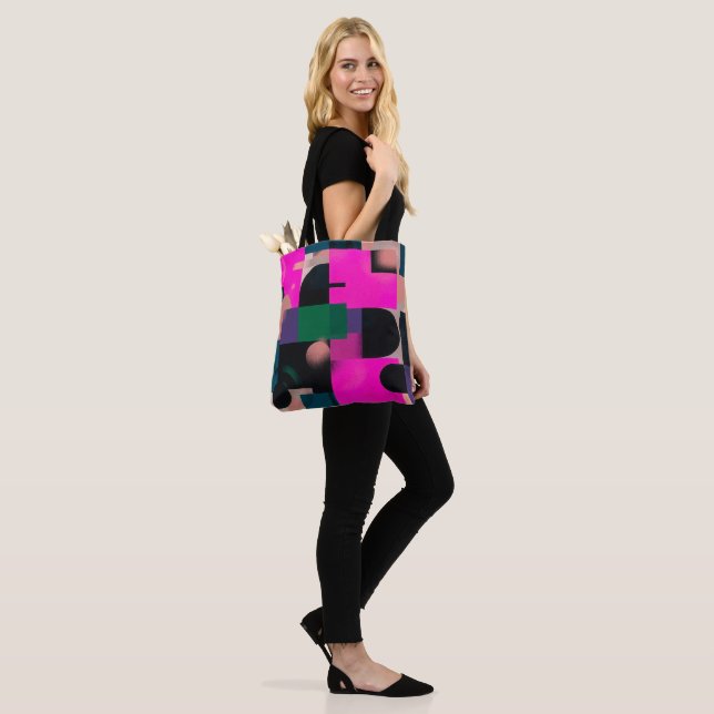 Modern Art Deco Green Floral Pattern Tote Bag (On Model)