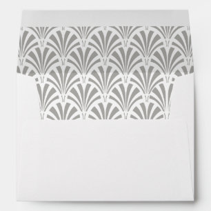 Modern Art Deco Grey and White Wedding Envelopes