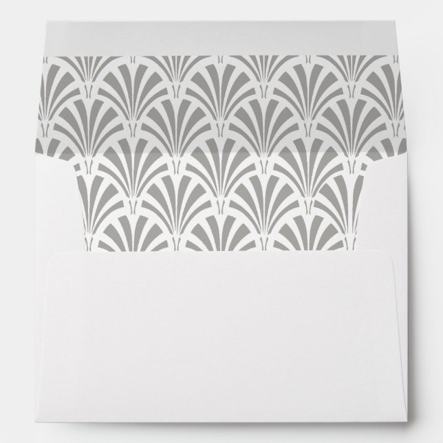 Modern Art Deco | Grey and White Wedding Envelopes (Back (Bottom))