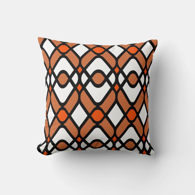 Modern Art Deco in Orange and Black Cushion (Front)