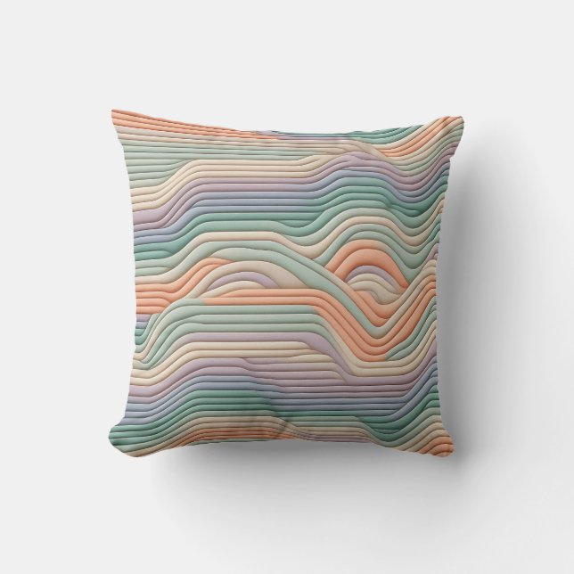 Modern Art Deco-InspiDesign with Wavy Pastel Strip Cushion (Front)